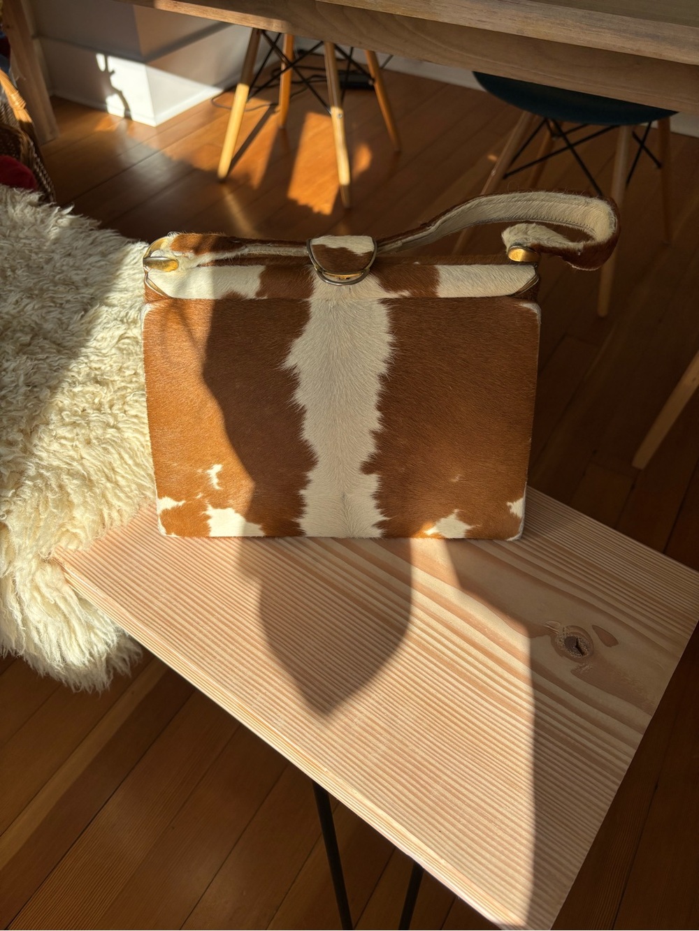 Vintage genuine cowhide handbag